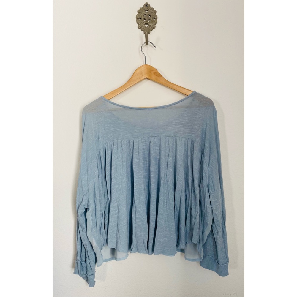 SOLD Free People • Sheer Blue Embroidered Eyelet Blouse - Picture 12 of 16